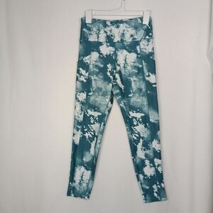 Balance Collection Green and White Leggings with Tie-Dye Pattern Size M Women